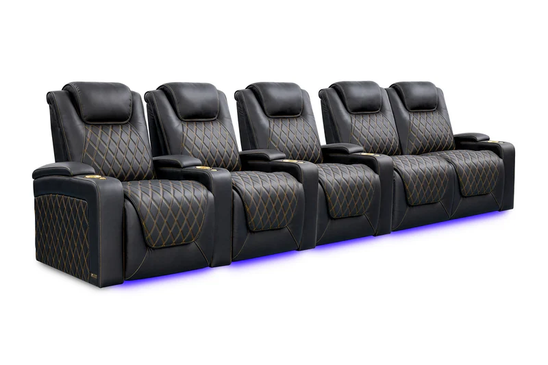 Oslo Fila de 5 Sillones de lujo(loveseat der) costuras doradas| Valencia Seating