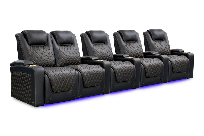 Oslo Fila de 5 Sillones de lujo (loveseat izq)costuras doradas| Valencia Seating
