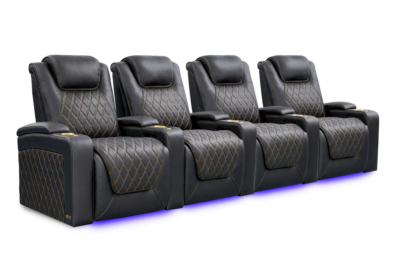 Oslo Fila de 4 Sillones de lujo con costuras doradas | Valencia Seating