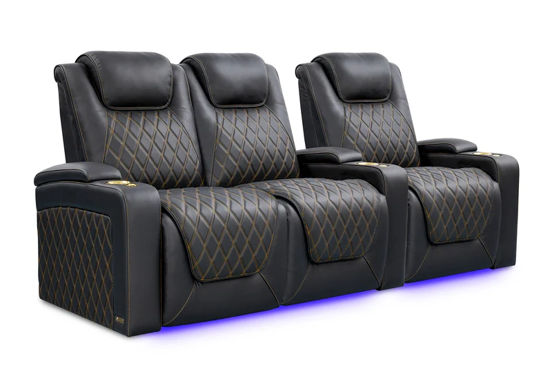 Oslo Fila de 3 Sillones de lujo (loveseat izq)costuras doradas| Valencia Seating