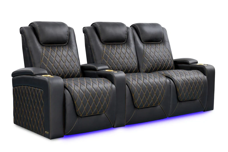 Oslo Fila de 3 Sillones de lujo (loveseat derecho) costuras doradas | Valencia S