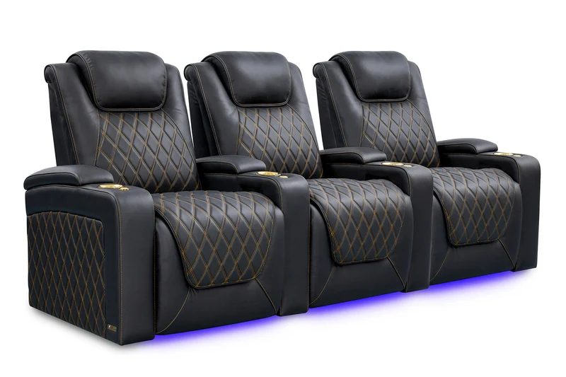 Oslo Fila de 3 Sillones de lujo con costuras doradas | Valencia Seating