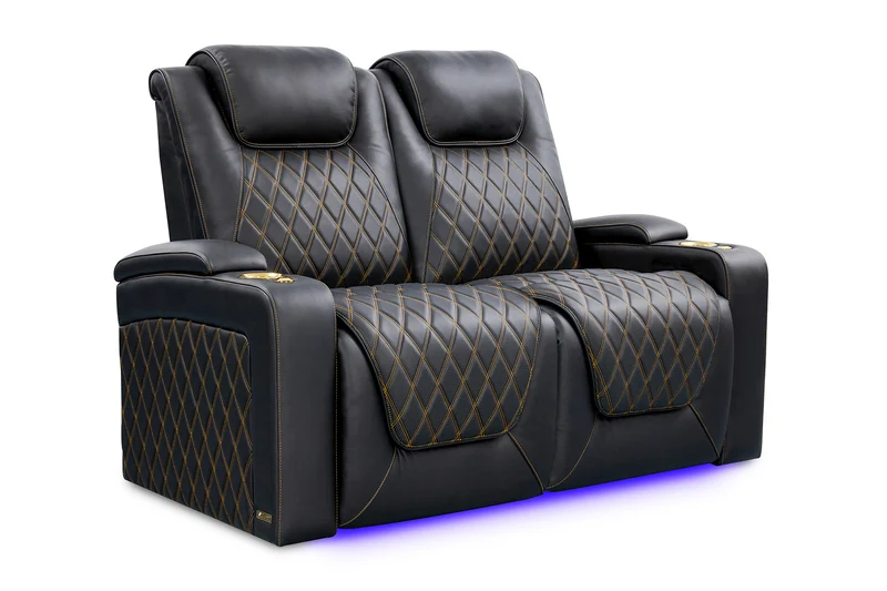 Oslo Fila de 2 Sillones de lujo loveseat con costuras doradas| Valencia Seating