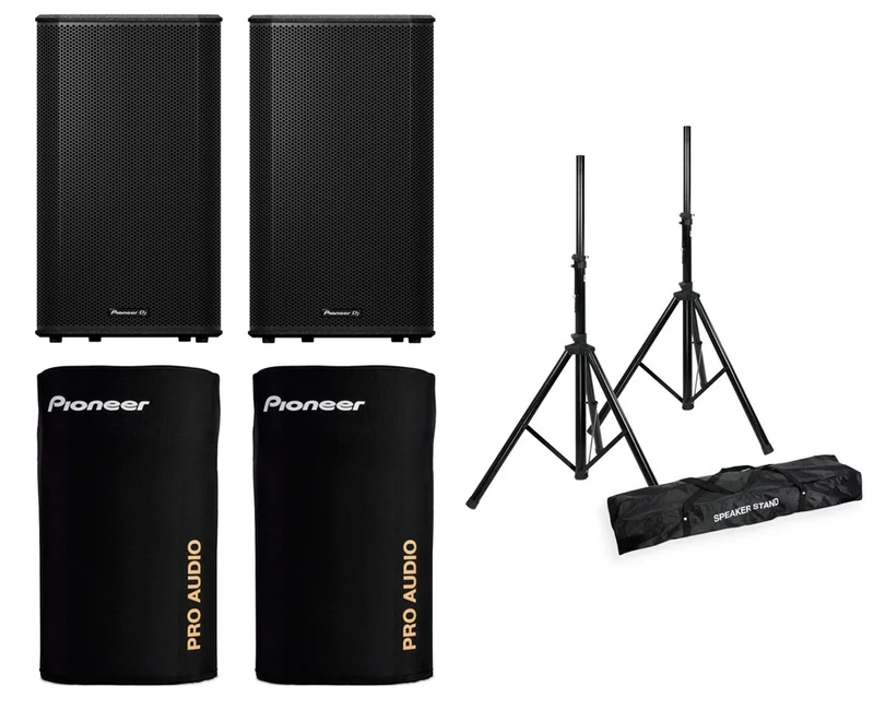 PIONEER DJ -PACK- XPRS152 2 ALTAVOCES ACTIVOS + FUNDAS Y SOPORTES
