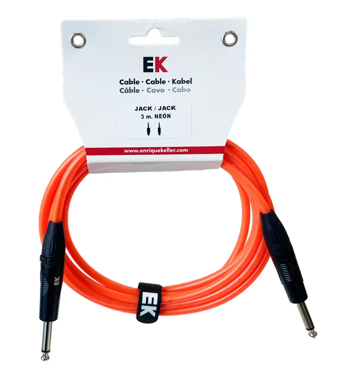 AUVISA SFJJ0043ORF CABLE INSTRUMENTO JACK JACK NEON NARANJA FLUORESCENTE 3 METROS