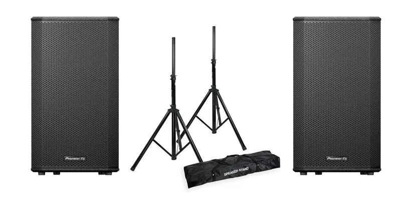 PIONEER DJ -PACK- XPRS122 2 ALTAVOCES ACTIVOS + FUNDAS Y SOPORTES