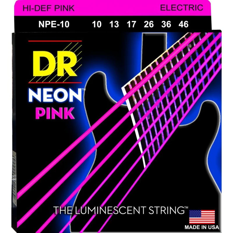 DR NPE10 JUEGO CUERDAS GUITARRA ELECTRICA ROSA NEON 010-046.