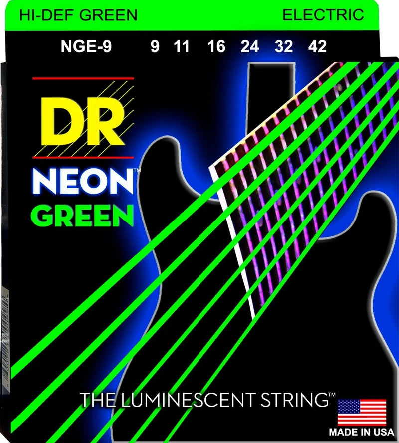 DR NGE9 JUEGO CUERDAS GUITARRA ELECTRICA VERDE NEON 009-042.