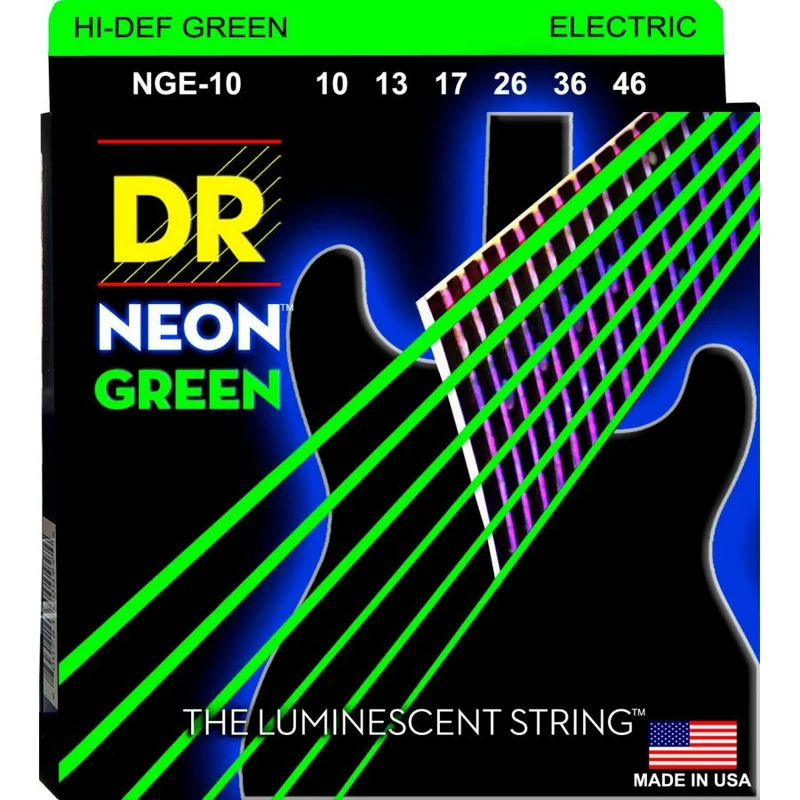 DR NGE10 JUEGO CUERDAS GUITARRA ELECTRICA VERDE NEON 010-046.