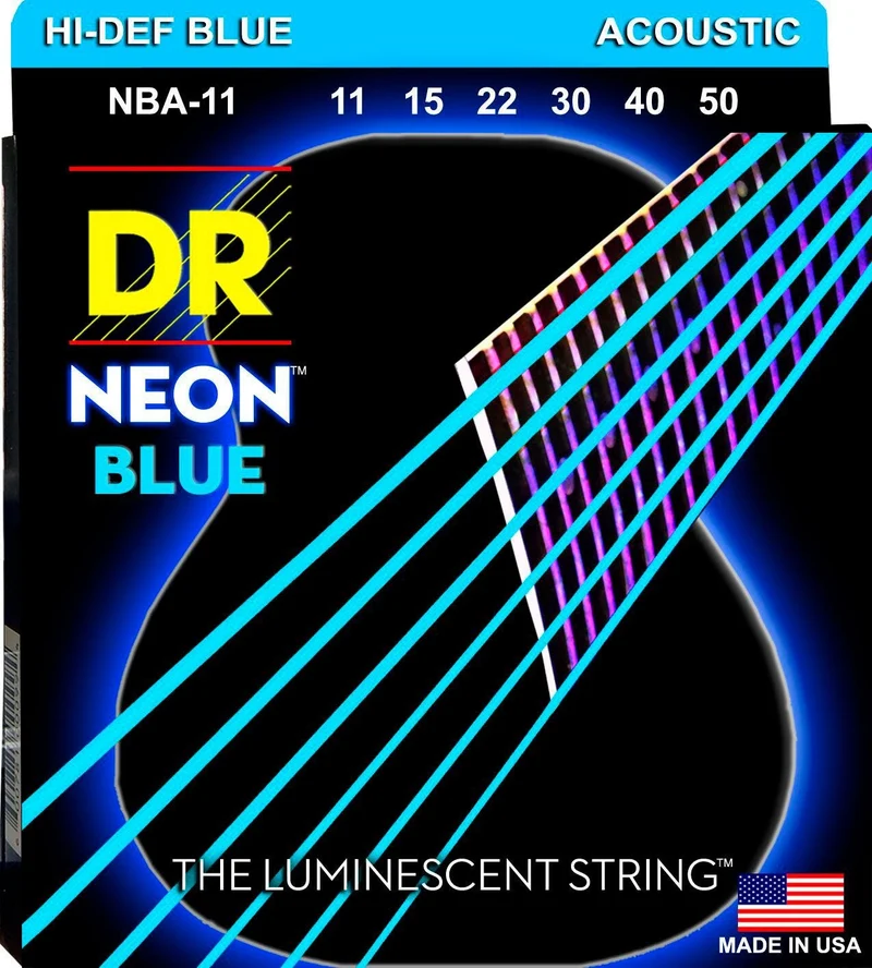 DR NBA-11 NEON BLUE JUEGO DE CUERDAS GUITARRA ACUSTICA 011-050.