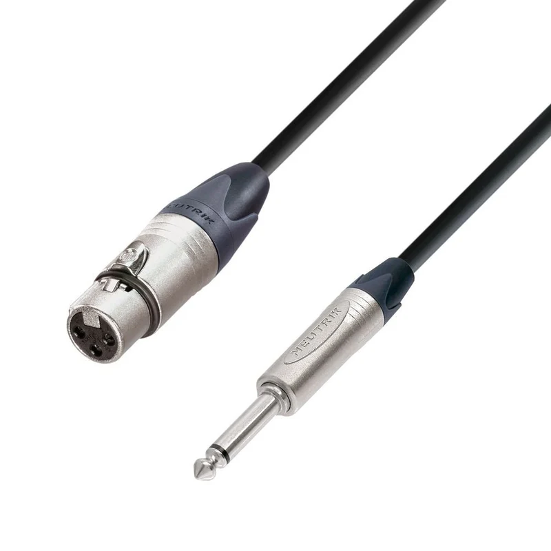 ADAM HALL K5MFP1000 CABLE MICROFONO NEUTRIK XLR HEMBRA A 6.3 MM JACK MONO 10 METROS