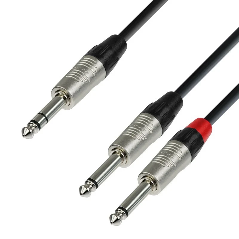 ADAM HALL K4YVPP0150 CABLE AUDIO REAN 6.3 MM JACK ESTEREO A 2X6.3 JACK MONO 1.5 METROS