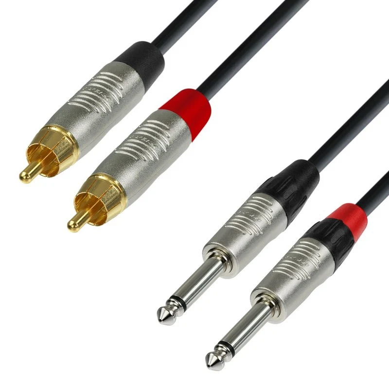 ADAM HALL K4TPC0090 CABLE AUDIO REAN 2XRCA MACHO A 2X6.3 MM JACK MONO 90CM