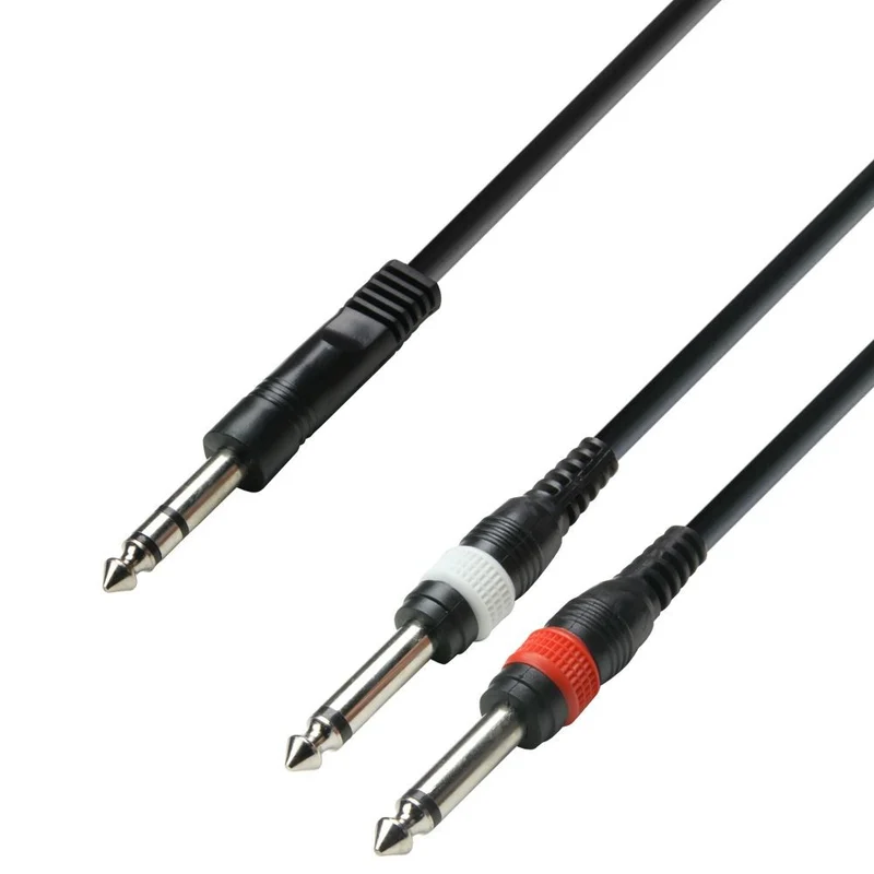 ADAM HALL K3YVPP0600 CABLE AUDIO 6.3 MM JACK STEREO A 2 X 6.3 JACK MONO 6 METROS