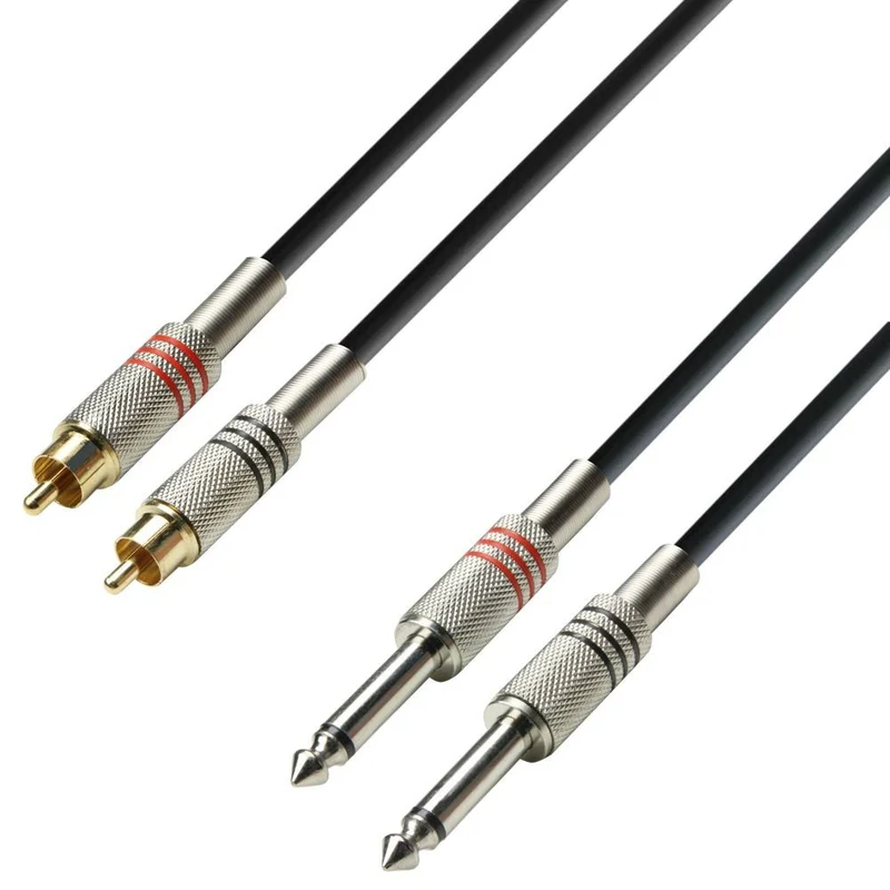 ADAM HALL K3TPC0600 CABLE AUDIO 2 X RCA MACHO A 2 X 6.3 MM JACK MONO 6 METROS