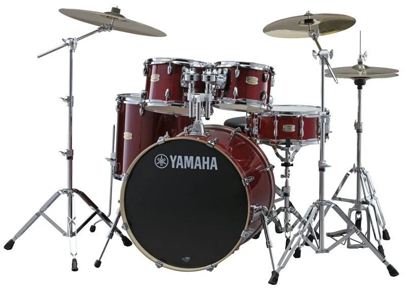 YAMAHA SBP0F5 CR HW680W STAGE CUSTOM BIRCH BATERIA ACUSTICA CON HERRAJES CRANBERRY RED