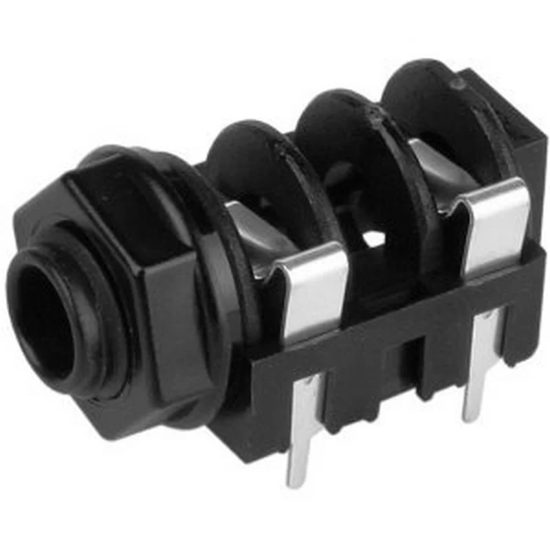 ADAM HALL 7203PCB02 CONECTOR CHASIS JACK 6.3 MM CON INTERRUPTOR MONO PARA MONTAJE PCB NEGRO