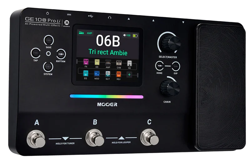 MOOER GE100 PRO LI PEDALERA MULTIEFECTOS GUITARRA CON BATERIA RECARGABLE