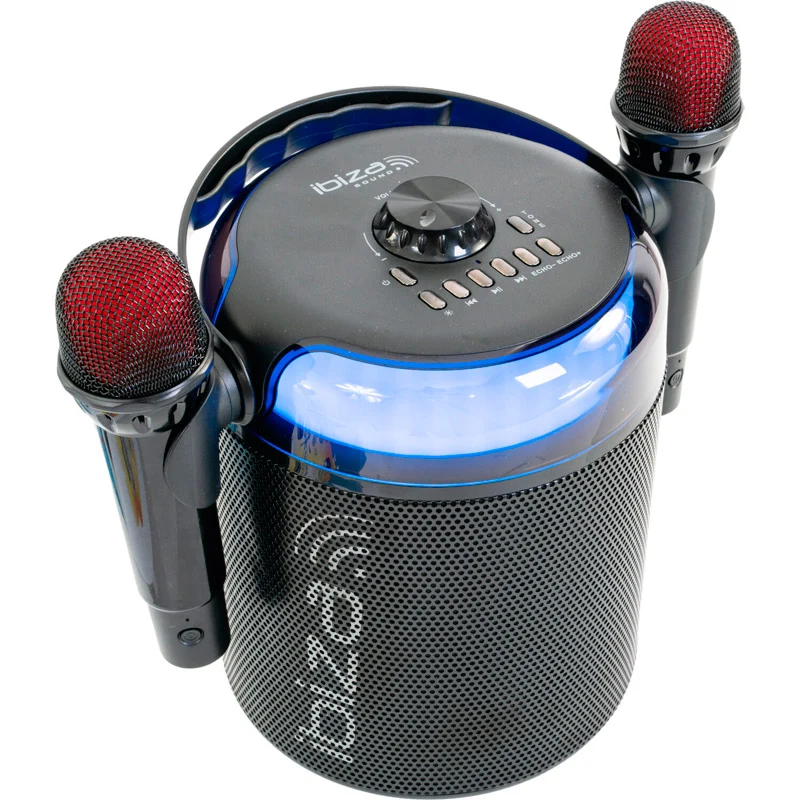 IBIZA SOUND KARAHOME BK ALTAVOZ BLUETOOTH KARAOKE CON 2 MICROFONOS INALAMBRICOS NEGRO