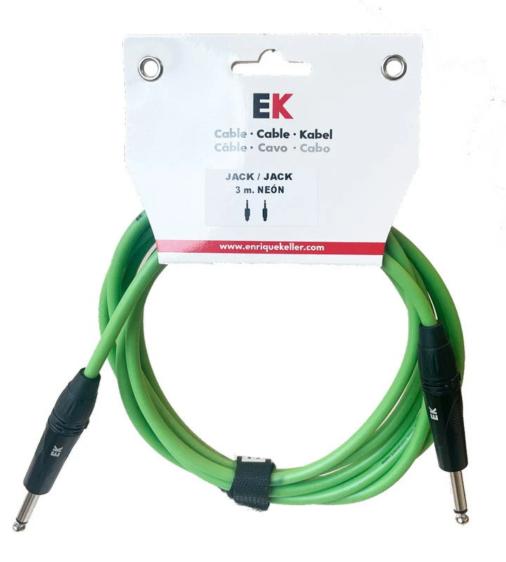 AUVISA SFJJ0043GRF CABLE INSTRUMENTO JACK JACK NEON VERDE FLUORESCENTE 3 METROS