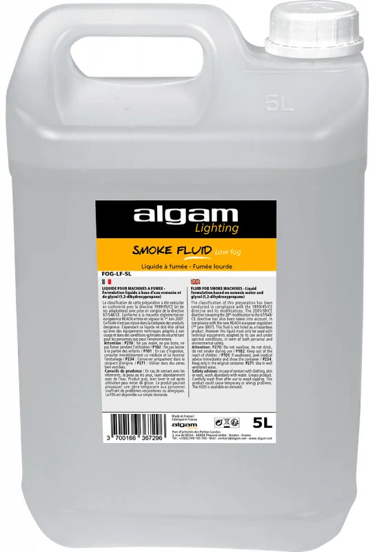 ALGAM LIGHT FOGLF5L LIQUIDO PARA MAQUINAS DE HUMO PESADO NIEBLA BAJA 5 LITROS