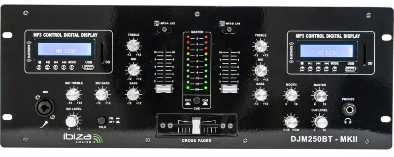 IBIZA SOUND DJM250BT MKII MESA DE MEZCLAS DE 2 CANALES RACK