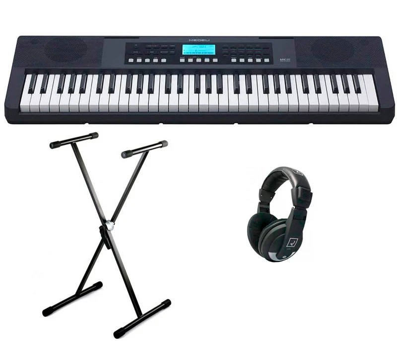 MEDELI -PACK- INICIACION TECLADO MK61 + SOPORTE Y AURICULARES
