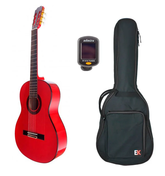 ARANJUEZ -PACK- GUITARRA FLAMENCA C320580 RD ROJA + FUNDA Y AFINADOR