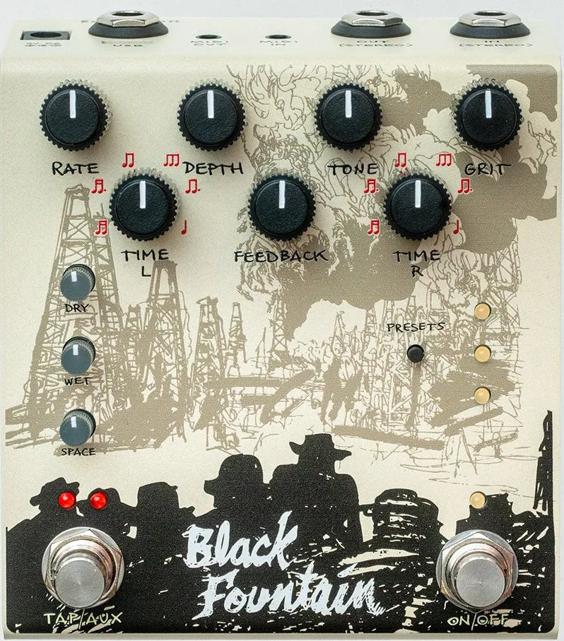 OLD BLOOD NOISE ENDEAVORS BLACK FOUNTAIN STEREO CREAM PEDAL DELAY