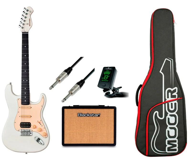 MOOER -PACK- MSC10 PRO VWH GUITARRA ELECTRICA + AMPLIFICADOR Y ACCESORIOS
