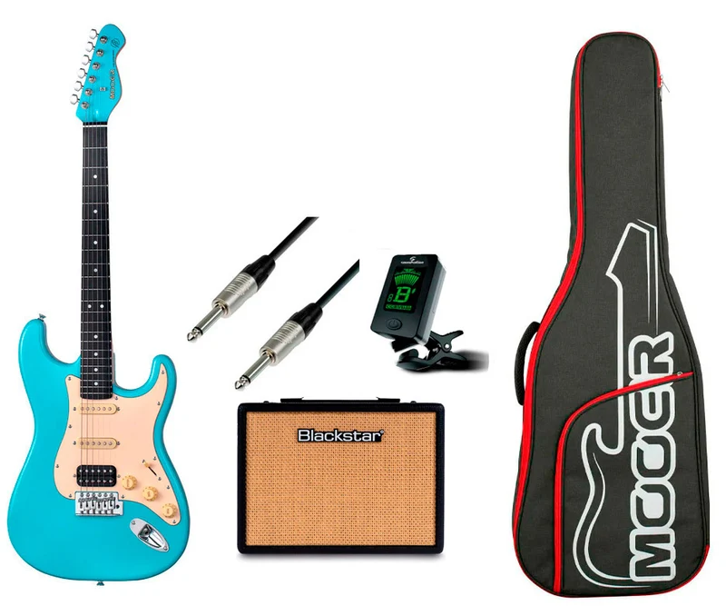 MOOER -PACK- MSC10 PRO DPB GUITARRA ELECTRICA + AMPLIFICADOR Y ACCESORIOS
