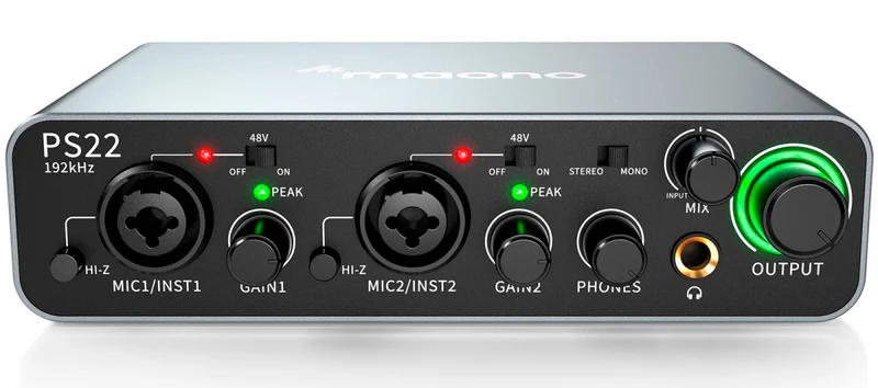 MAONO PS22 INTERFAZ DE AUDIO USB 2 ENTRADAS