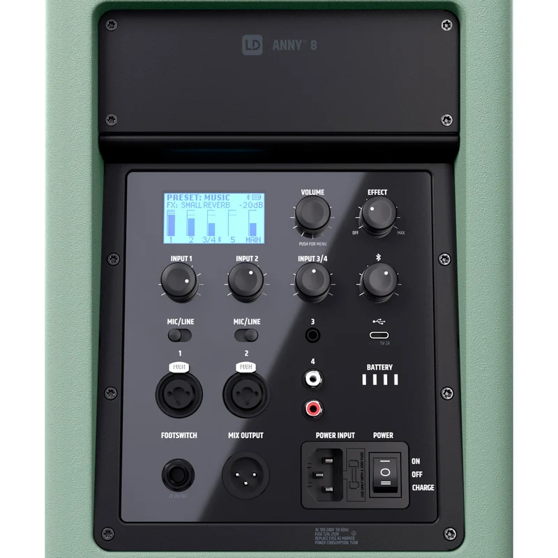 LD SYSTEMS ANNY8GN ALTAVOZ PA BLUETOOTH CON MEZCLADOR Y BATERIA ADVENTURE GREEN