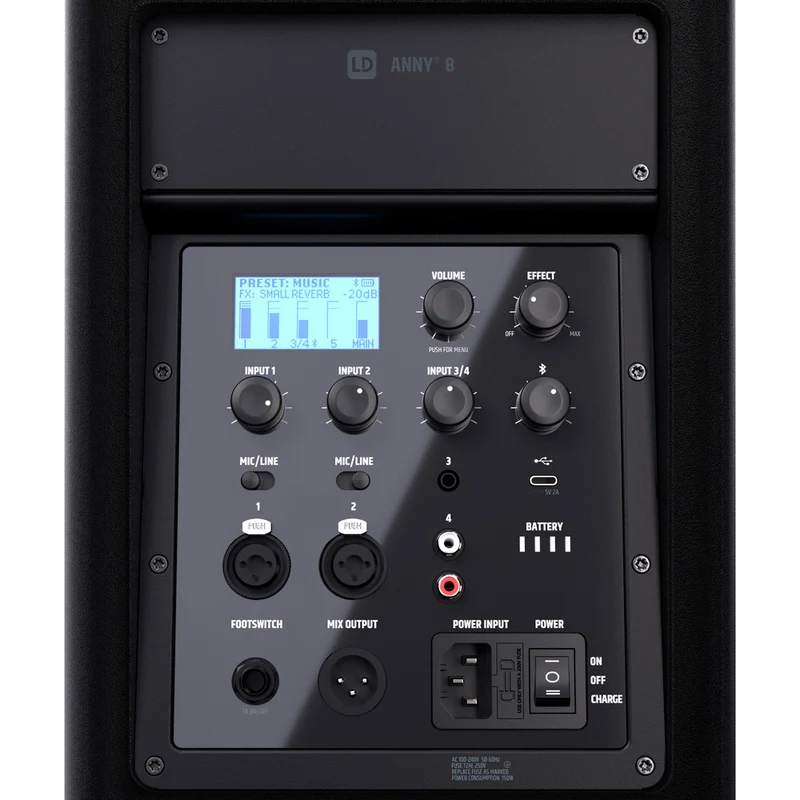 LD SYSTEMS ANNY8 ALTAVOZ PA BLUETOOTH CON MEZCLADOR Y BATERIA STAGE BLACK