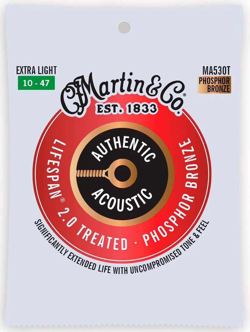 MARTIN MA530T AUTHENTIC LIFESPAN 2.0 PB EXTRA LIGHT JUEGO CUERDAS GUITARRA ACUSTICA 010-047