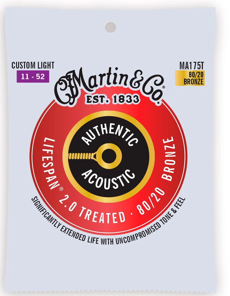 MARTIN MA175T AUTHENTIC LIFESPAN 2.0 BRONZE80/20 CUSTOM LIGHT JUEGO CUERDAS ACUSTICA 011-052