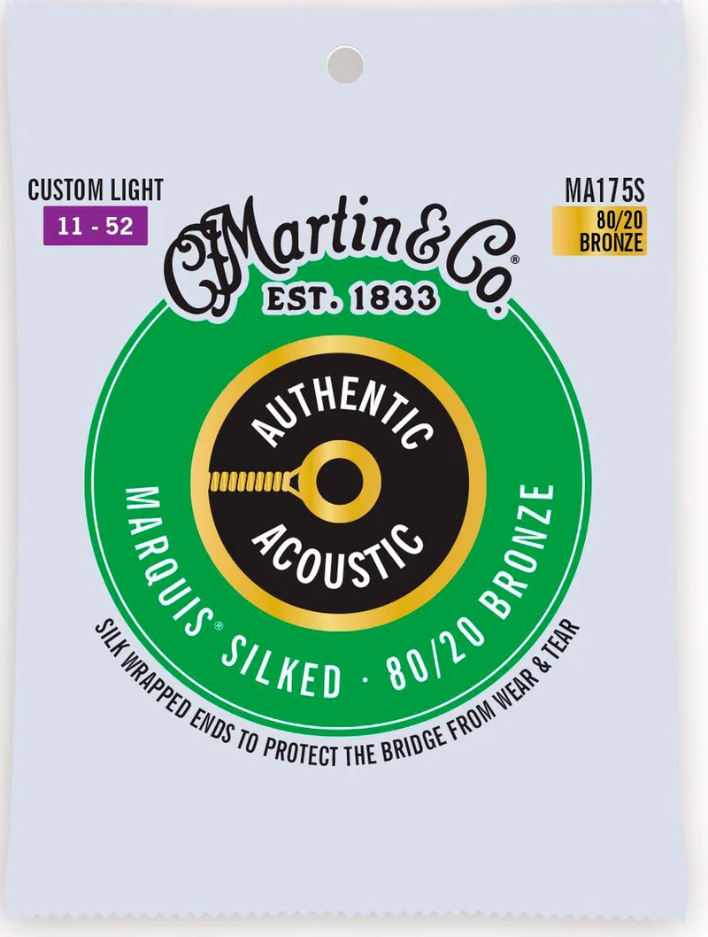 MARTIN MA175S AUTHENTIC SILKED BRONZE 80/20 CUSTOM LIGHT JUEGO CUERDAS GUITARRA ACUSTICA 011-052
