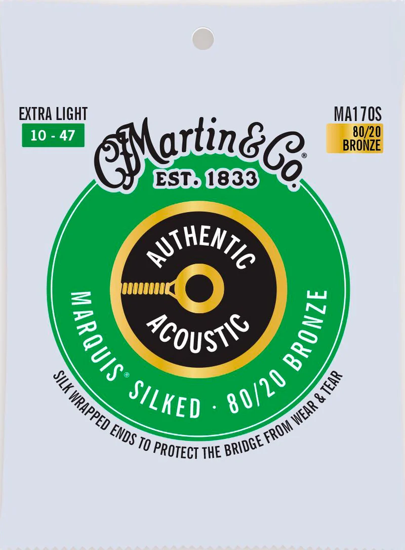 MARTIN MA170S AUTHENTIC SILKED BRONZE 80/20 EXTRA LIGHT JUEGO CUERDAS GUITARRA ACUSTICA 010-047