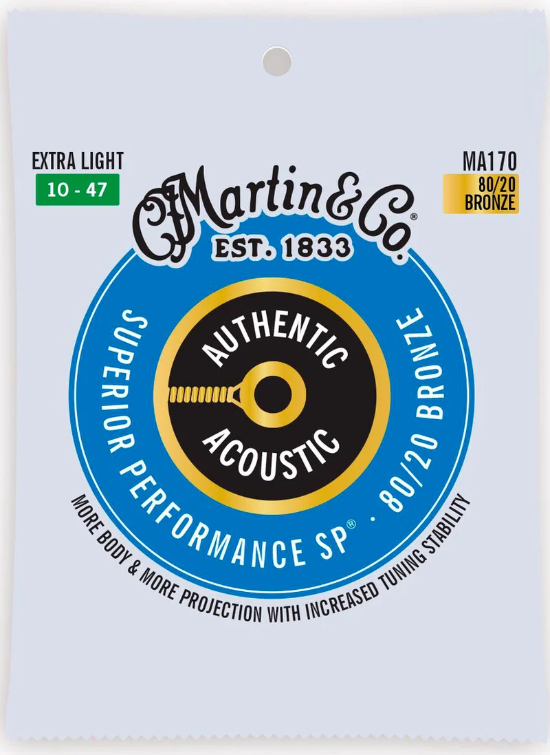 MARTIN MA170 AUTHENTIC SP BRONZE 80/20 EXTRA LIGHT JUEGO CUERDAS GUITARRA ACUSTICA 010-047