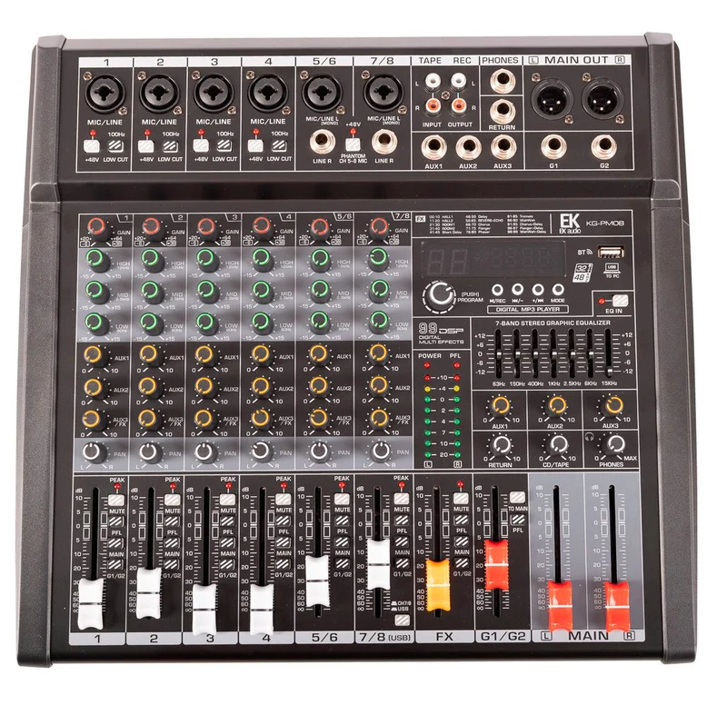 EK AUDIO KGPM08 MESA DE MEZCLAS 8 CANALES