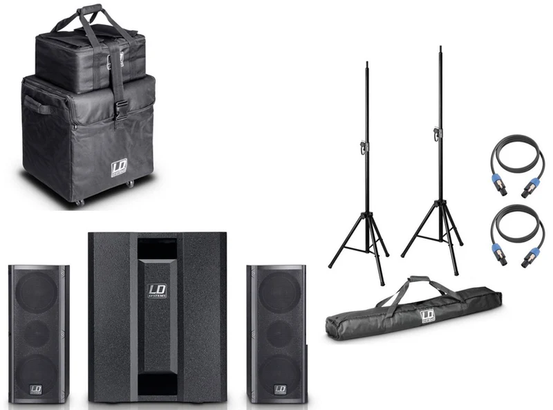 LD SYSTEMS -PACK- DAVE8 ROADIE PLUS SISTEMA PA ACTIVO + FUNDA + ACCESORIOS