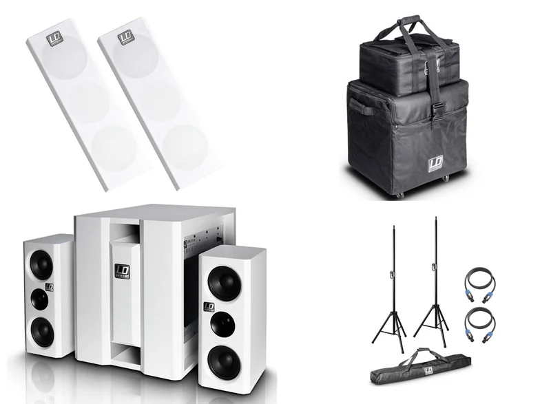 LD SYSTEMS -PACK- DAVE8 XS W PLUS SISTEMA MULTIMEDIA PORTATIL BLANCO + FUNDAS Y ACCESORIOS