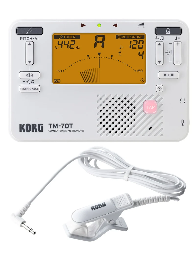 KORG TM-70C WH AFINADOR Y METRONOMO CON MICROFONO DE CONTACTO BLANCO