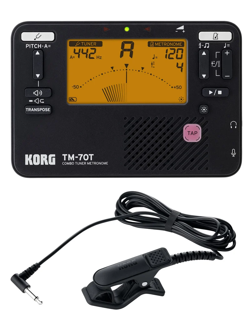 KORG TM-70C BK AFINADOR Y METRONOMO CON MICROFONO DE CONTACTO NEGRO