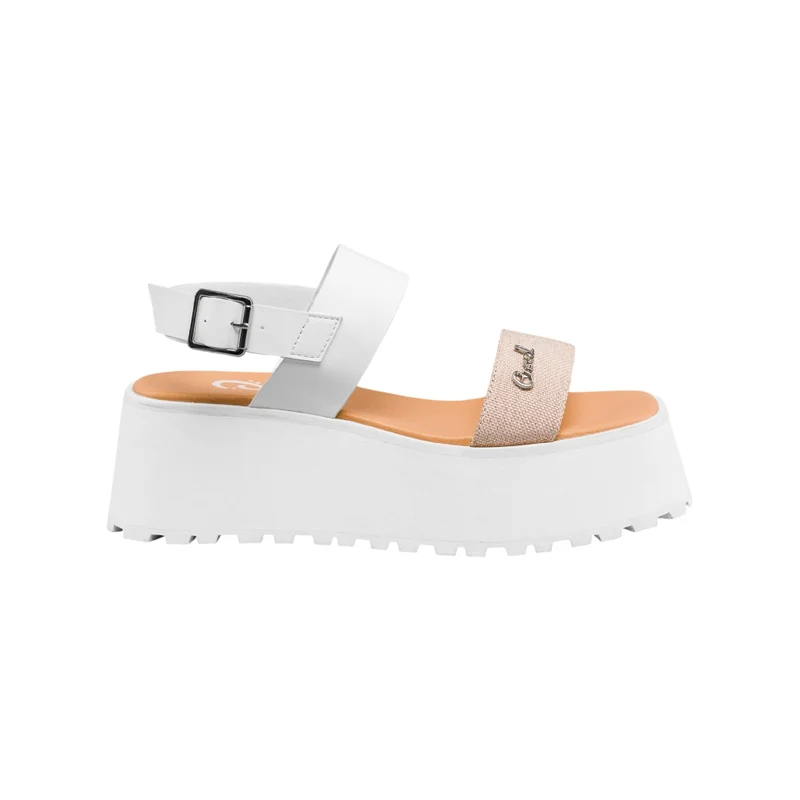 Coral Sandalias de Plataforma Toscana Blanco/Arena, para Mujer