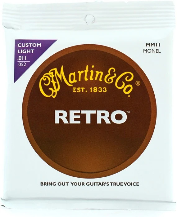 MARTIN MM11 RETRO MONEL CUSTOM LIGHT JUEGO CUERDAS GUITARRA ACUSTICA 011-052