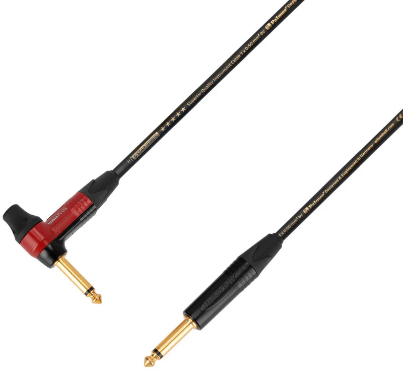 ADAM HALL K5IPR0600 TIMBRE CABLE INSTRUMENTO NEUTRIK 6.3 MM JACK A JACK ACODADO 6 METROS