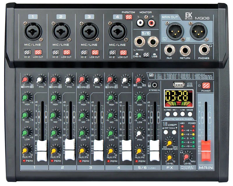 EK AUDIO MQ06 MESA DE MEZCLAS 6 CANALES CON EFECTOS