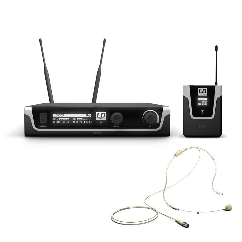 LD SYSTEMS U505 BPHH SISTEMA INALAMBRICO MICROFONO DE DIADEMA DE COLOR CARNE CON PETACA