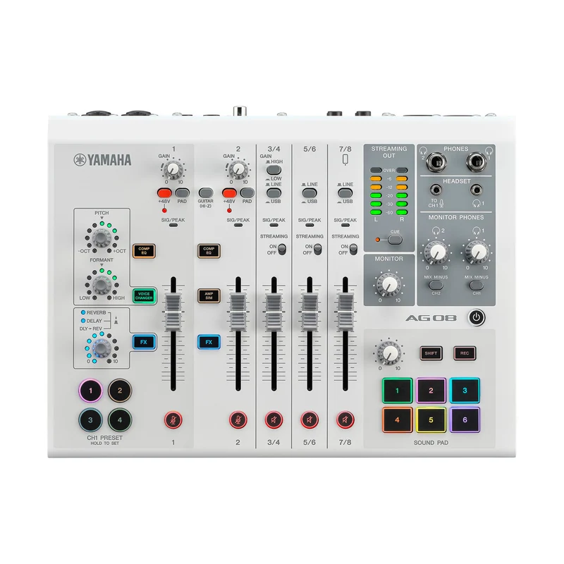 YAMAHA AG08WH MESA DE MEZCLAS PARA STREAMING 8 CANALES BLANCA